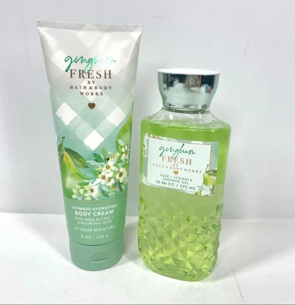 Bath & Body Works Gingham Fresh Shower Gel Body Cream 2 Pc Set Retired Packaging